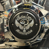 Indian Larry Motorcycles Indian Larry Logo 2 Hole Point Cover, Matte Black & Aluminum - Shovelhead & EVO Point Covers Indian Larry Motorcycles