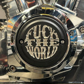 Indian Larry Motorcycles FTW Logo 2 Hole Point Cover, Matte Black & Aluminum - Shovelhead & EVO Point Covers Indian Larry Motorcycles