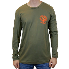 Indian Larry Motorcycles "John'S" Long Sleeve - Army Green T-Shirt Long Sleeve Indian Larry Motorcycles