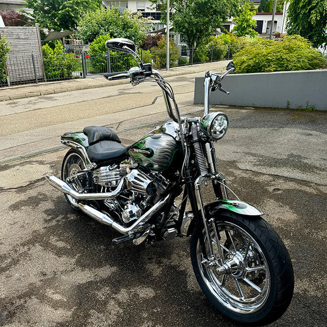 Fehling, 1 1/4" Fat Apehanger. 3 Hole. 31cm High. Chrome Handlebars Fehling Crc