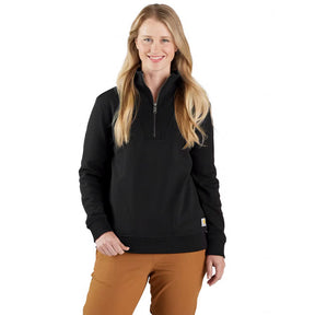 Carhartt Fiber Series Half Zip Female Sweat Shirt, Black Hoodies Ladies Carhartt