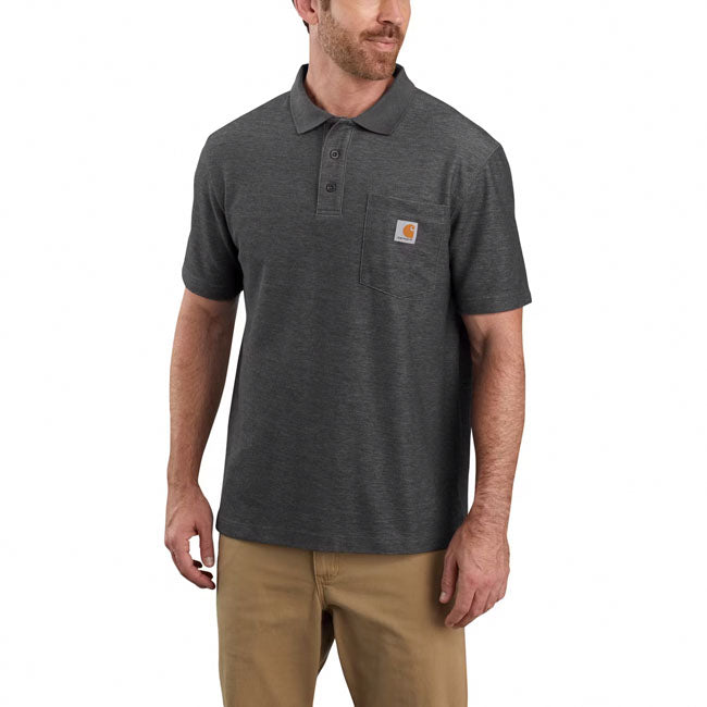 Carhartt Midweight S/S Pocket Polo carbon heather T-SHIRTS Carhartt