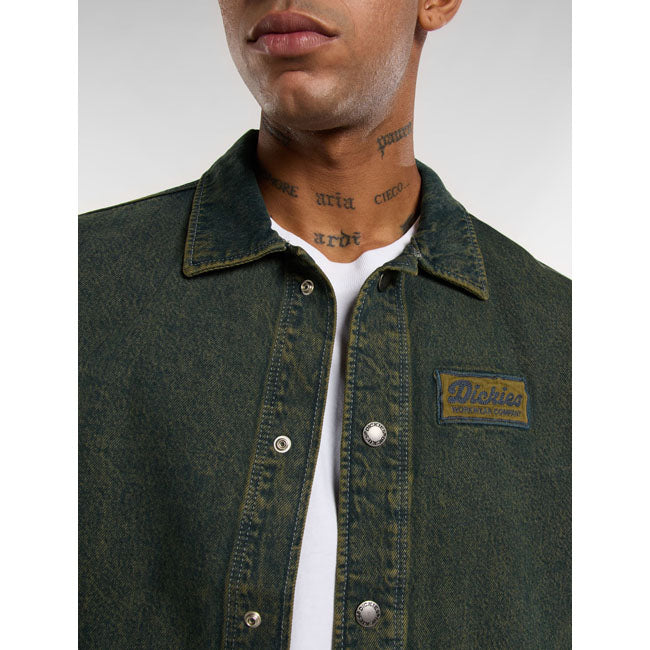 Dickies Lewistown Denim Jacket, Green Tone Fade Jackets Male Dickies
