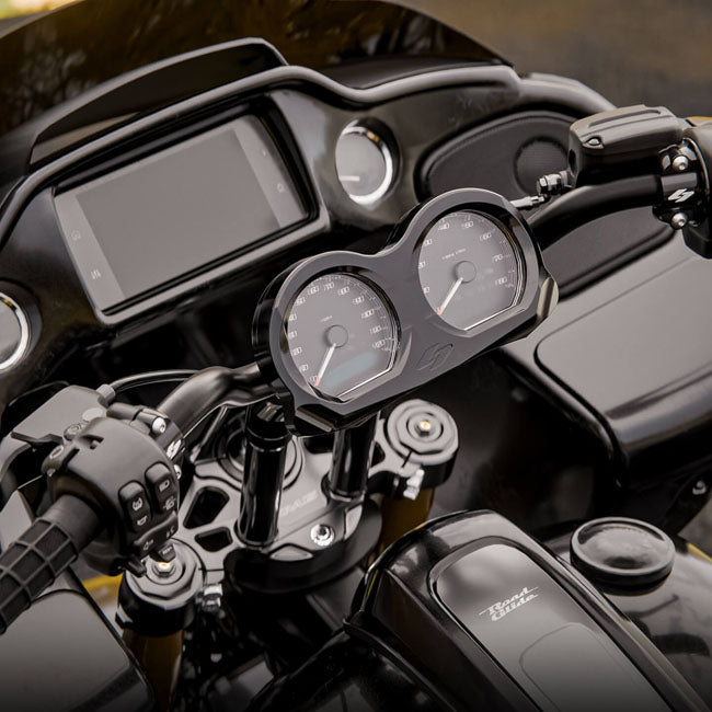 Kraus Motor Co. LUX Riser Top Plate, Black Anodized - 15-23 Touring Riser And Speedo Top Clamp Set Kraus Motor Co.