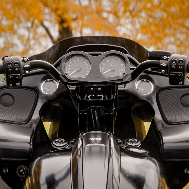 Kraus Motor Co. LUX Riser Top Plate, Black Anodized - 15-23 Touring Riser And Speedo Top Clamp Set Kraus Motor Co.