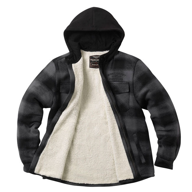 West Coast Choppers "Hell Bent" Flannel Jacket - Charcoal & Black Jackets Male West Coast Choppers