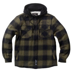 West Coast Choppers "Hell Bent" Flannel Jacket - Olive & Black Jackets Male West Coast Choppers S