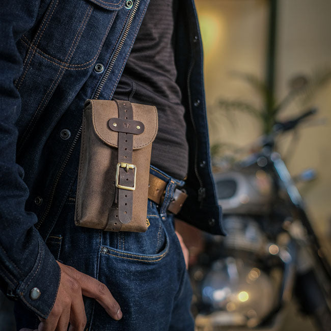 Trip Machine, Moto Exclusive Utility Pouch. Tobacco Brown TOURING LUGGAGE Tripmachine