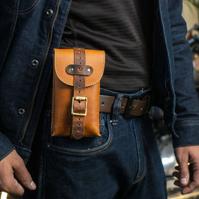 Trip Machine, Moto Exclusive Utility Pouch. Vintage Tan TOURING LUGGAGE Tripmachine