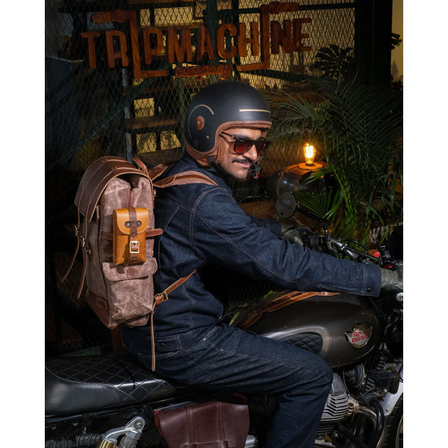 Trip Machine, Moto Exclusive Utility Pouch. Vintage Tan TOURING LUGGAGE Tripmachine