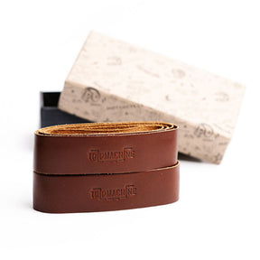 Trip Machine, leather handlebar grip wraps. Dark Tan Cognac GRIPS Tripmachine