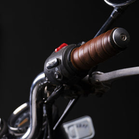 Trip Machine, leather handlebar grip wraps. Dark Tan Cognac GRIPS Tripmachine