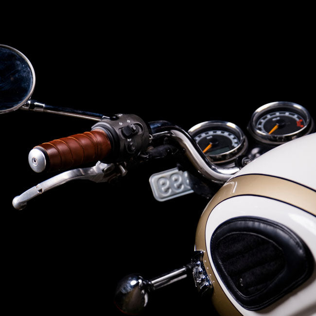 Trip Machine, leather handlebar grip wraps. Dark Tan Cognac GRIPS Tripmachine