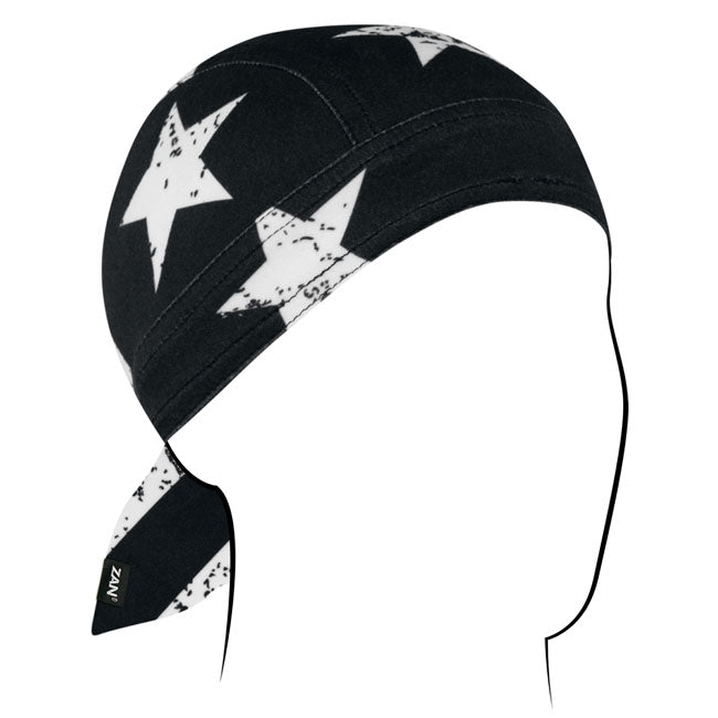 ZANheadgear Flydanna® Sportflex® UPF50+ Black & White Flag HATS Zan Headgear