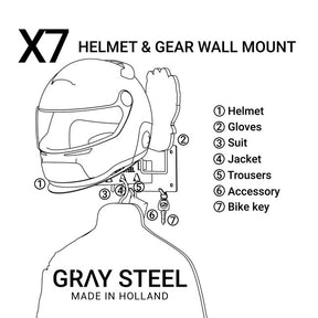Gray Steel X7 Helmet Gear Wall Mount gun metal BAGS Gray Steel