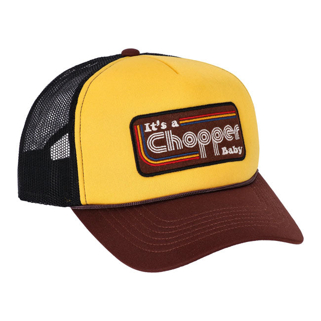 13 1/2 Chopper baby trucker cap brown/yellow CAPS 13 And A Half Company