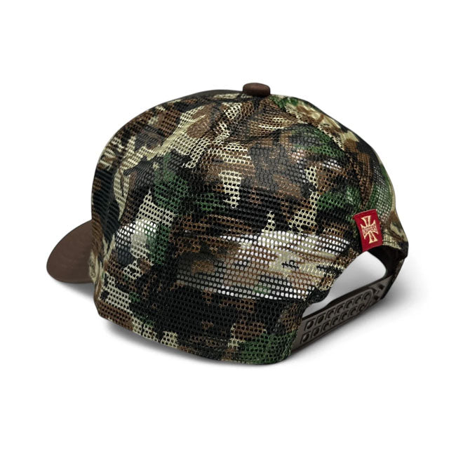 WCC Hunter Trucker Cap, Brown/Camo Trucker Cap West Coast Choppers
