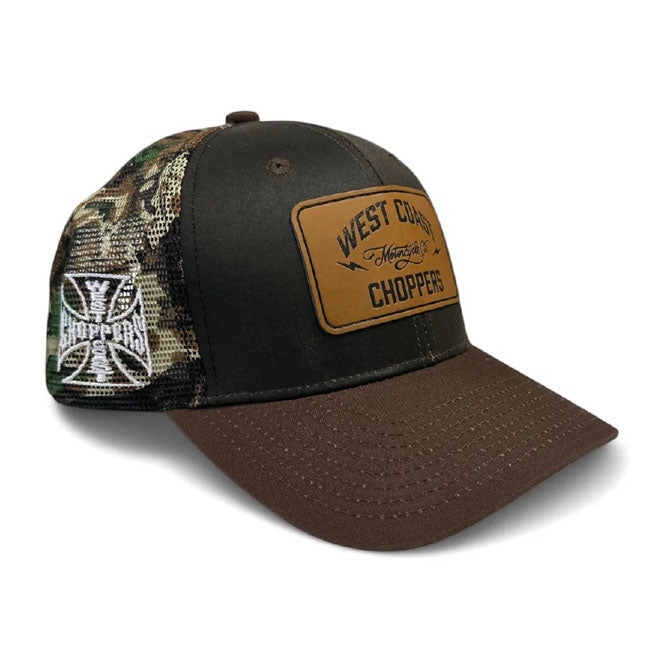 WCC Hunter Trucker Cap, Brown/Camo Trucker Cap West Coast Choppers