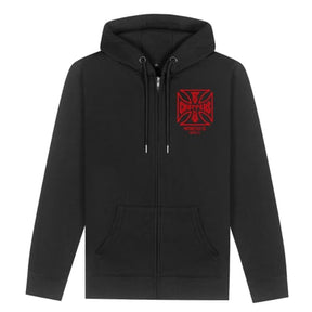 WCC ATX Cross Zip Hoodie, Black/Red Hoodie West Coast Choppers