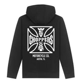 WCC ATX Cross Zip Hoodie, Black/White Hoodie West Coast Choppers