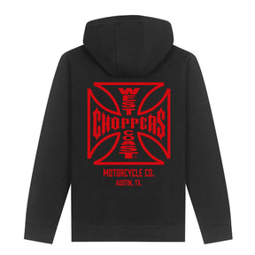 WCC ATX Cross hoodie black/red HOODIES West Coast Choppers