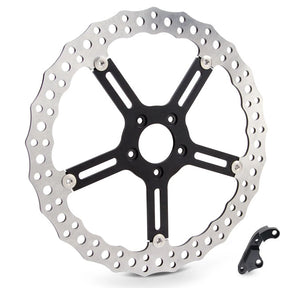 Arlen Ness 15" Jagged® Left Big Brake Rotor Hub Mount - Black 06-17 Dyna / 15-17 Softail Brake Rotors Arlen Ness