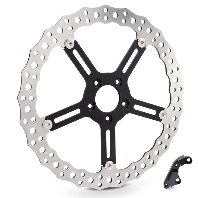 Arlen Ness 15" Jagged® Left Big Brake Rotor Hub Mount - Black 06-17 Dyna / 15-17 Softail Brake Rotors Arlen Ness