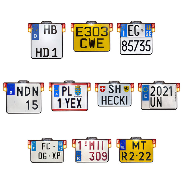 License Plate Holder 3-in-1 With LED Plate Lights, Spain License Plate Holders Heinz Bikes