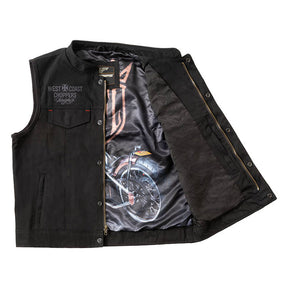 WCC x 13 1/2 Dominator black canvas riding vest VESTS West Coast Choppers