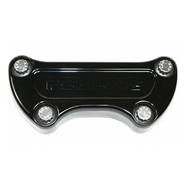 Feuling, handlebar top clamp. Feuling Logo. Black HANDLEBAR TOP CLAMPS Feuling