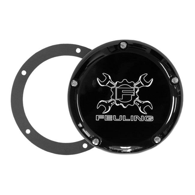 Feuling, derby cover. Gear Cross Wrench. Black CC Derby Cover Feuling