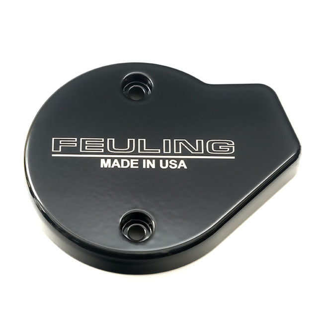 Feuling, timer cover. Feuling text logo. Black CC CAM COVERS Feuling
