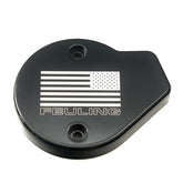Feuling, timer cover. US Flag. Black CC CAM COVERS Feuling
