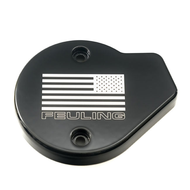 Feuling, timer cover. US Flag. Black CC CAM COVERS Feuling