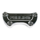 Feuling, handlebar top clamp. Feuling Logo. Chrome HANDLEBAR TOP CLAMPS Feuling