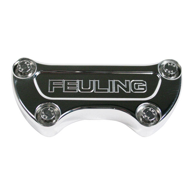 Feuling, handlebar top clamp. Feuling Logo. Chrome HANDLEBAR TOP CLAMPS Feuling