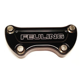 Feuling, handlebar top clamp. Feuling Logo. Black CC HANDLEBAR TOP CLAMPS Feuling