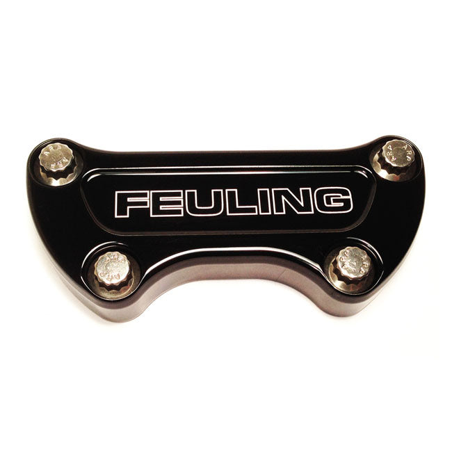 Feuling, handlebar top clamp. Feuling Logo. Black CC HANDLEBAR TOP CLAMPS Feuling