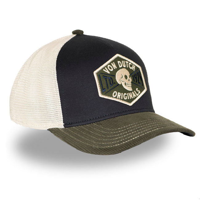 Von Dutch Semi-Curved Skull cap black/green/white CAPS Von Dutch