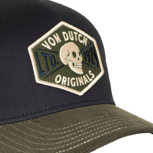 Von Dutch Semi-Curved Skull cap black/green/white CAPS Von Dutch
