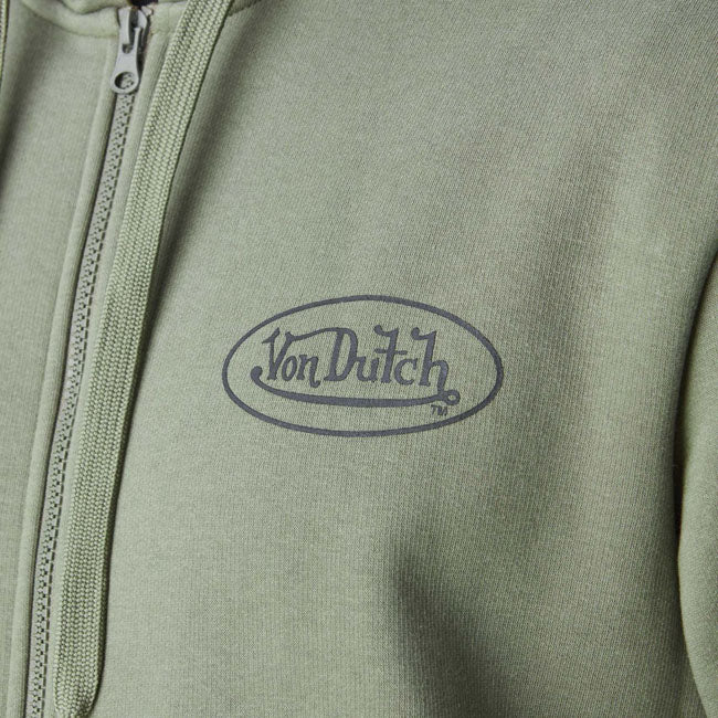 Von Dutch Logo zip hoodie khaki SWEATSHIRTS HOODED Von Dutch