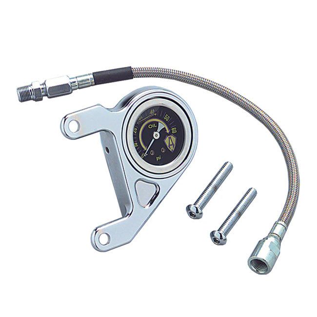 Arlen Ness, oil pressure gauge kit. Smooth. Shield logo Arlen Ness