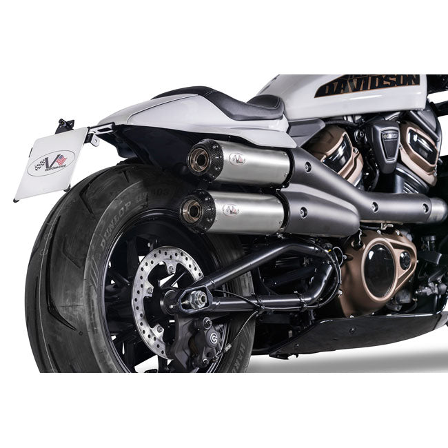 V Performance, 2-2 muffler set Sportster S. Silver EXHAUST SLIP-ONS AND MUFFLERS V Performance