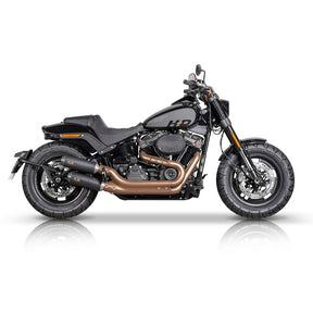 V Performance, ''Tracker'' slip-on muffler set Fat Bob. Black EXHAUST SLIP-ONS AND MUFFLERS V Performance