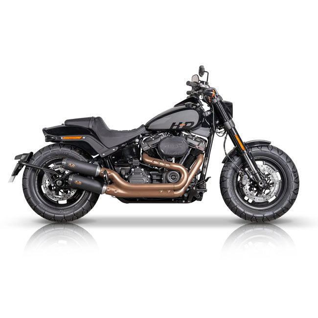 V Performance, ''Tracker'' slip-on muffler set Fat Bob. Black EXHAUST SLIP-ONS AND MUFFLERS V Performance