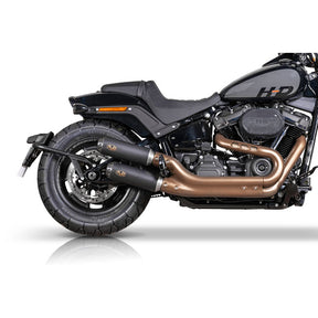 V Performance, ''Tracker'' slip-on muffler set Fat Bob. Black EXHAUST SLIP-ONS AND MUFFLERS V Performance