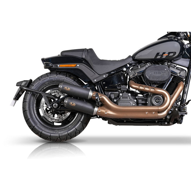 V Performance, ''Tracker'' slip-on muffler set Fat Bob. Black EXHAUST SLIP-ONS AND MUFFLERS V Performance