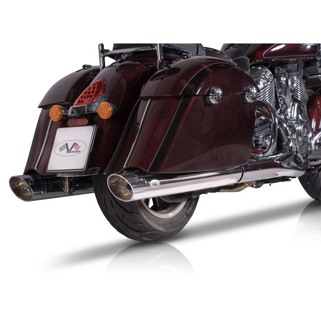 V Performance, 100mm Banger slip-on muffler set. Chrome EXHAUST SLIP-ONS AND MUFFLERS V Performance
