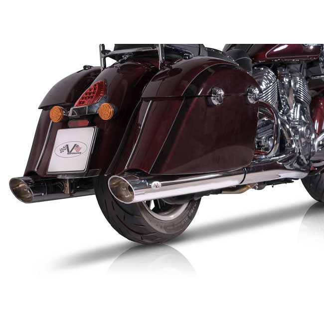 V Performance, 100mm Banger slip-on muffler set. Chrome EXHAUST SLIP-ONS AND MUFFLERS V Performance