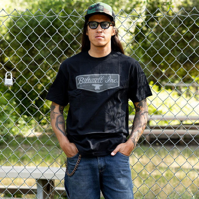 Biltwell Grey shield t-shirt black T-SHIRTS Biltwell